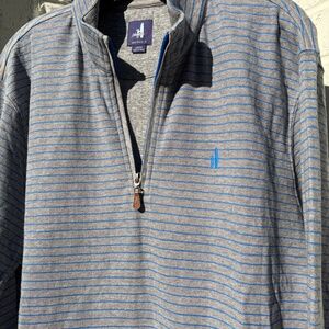 Johnnie-O Emmett quarter zip long sleeve Gray Blue stripe Large